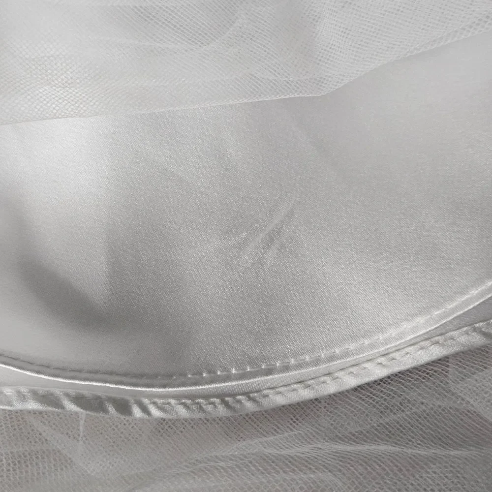 David's Bridal White Layered Tulle Back Bow Flower Girl Communion Party Dress - Picture 8 of 12